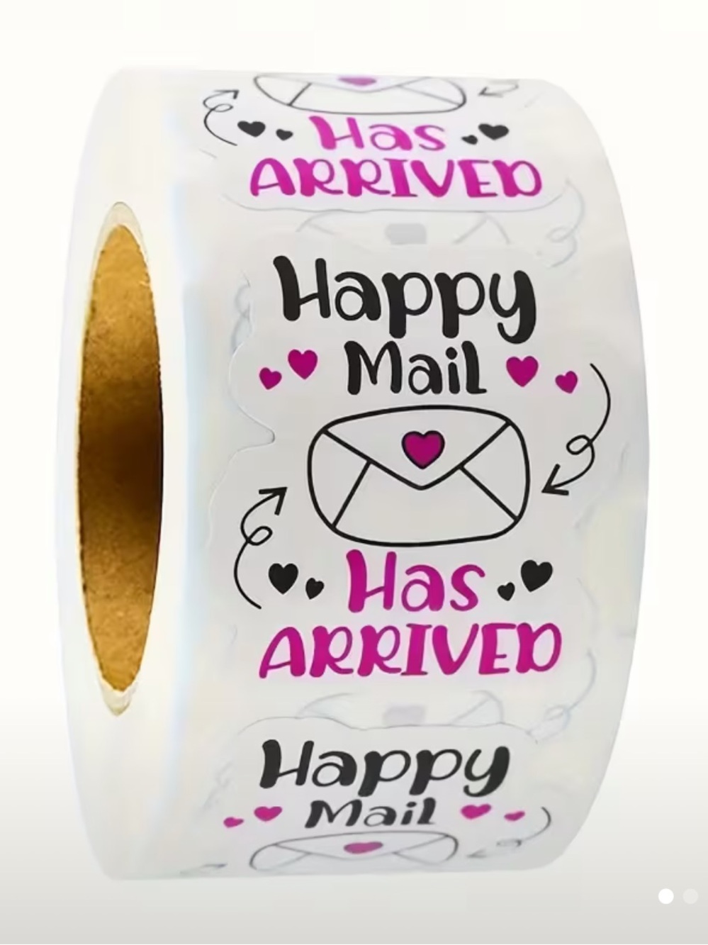 500-Pack Happy Mail Stickers - 1.4" x 1.6" Adhesive Label Roll for Envelopes NEW